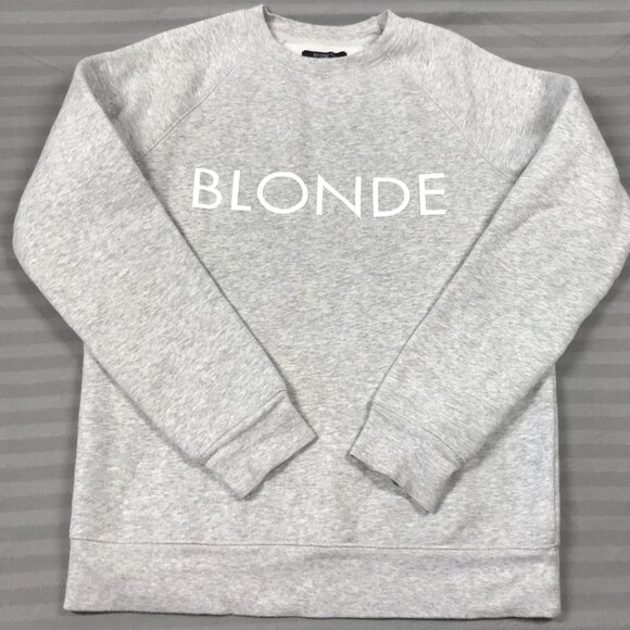 Brunette the Label Tops - Brunette the Label Sweatshirt Womens XS/S Gray Blonde Graphic Pullover Crewneck